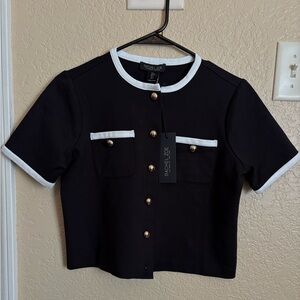 NWT Rachel Zoe | Black and White Short Sleeve Top